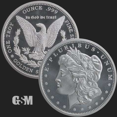 Excellent Morgan & Eagle Front & Back of 1 oz .999 Fine Silver Coin
