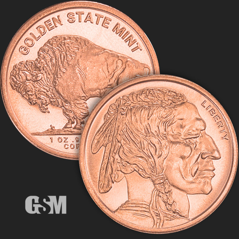 1 oz Buffalo Proof Copper Golden State Mint 777