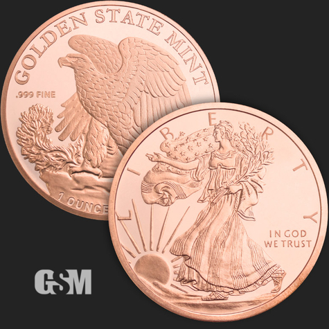 1 oz Walking Liberty Copper Golden State Mint 777 01