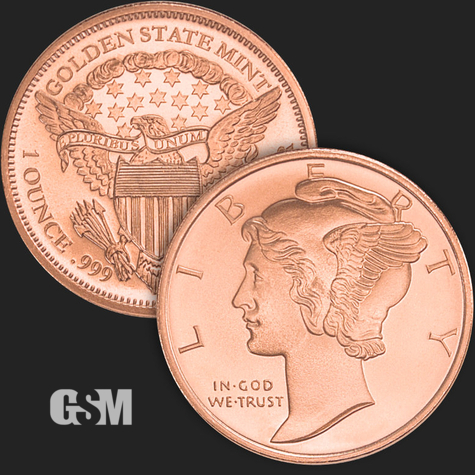 1 oz Mercury Dime Proof Copper Golden State Mint 777