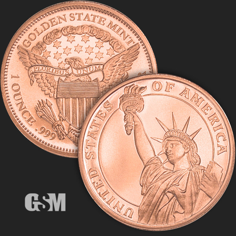 1 oz Statue of Liberty Proof Copper Golden State Mint 777