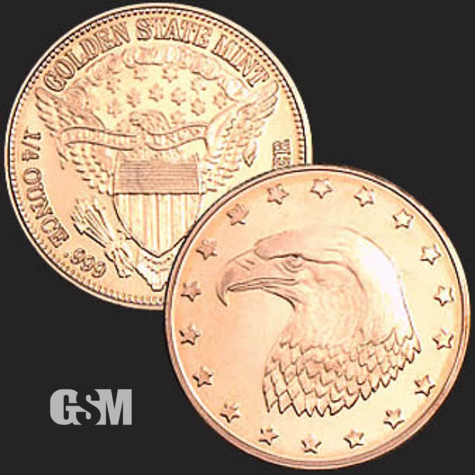 Eagle Head 1/4 oz Copper Coin