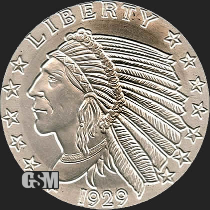1929 INCUSE INDIAN DESIGN 5 oz .999% SILVER ROUND BULLION COLLECTOR COIN 