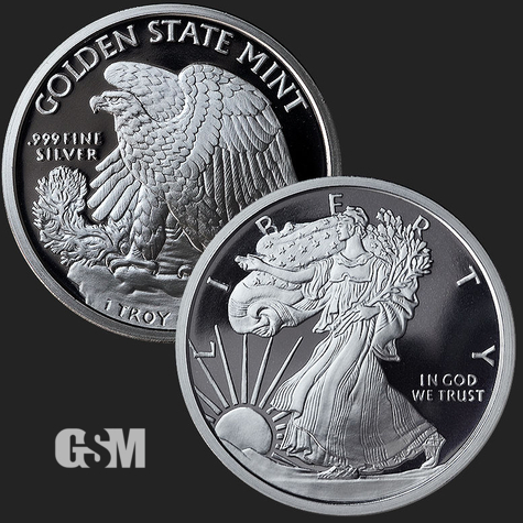 Excellent Walking Liberty & Eagle Front & Back of 1/2 oz .999 Fine Silver Coin