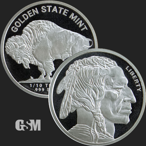 Beautiful Buffalo & Indian Front & Back of 1/10 oz .999 Silver Coin