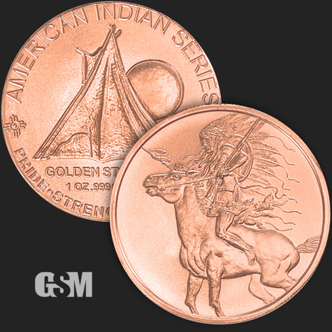 1 oz Red Horse Copper State Mint 777