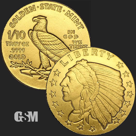 Incuse Indian 1/10 oz Gold Coin
