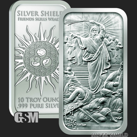 Excellent 10 oz Jesus Clears the Temple Silver Bar .999 Fine Bullion