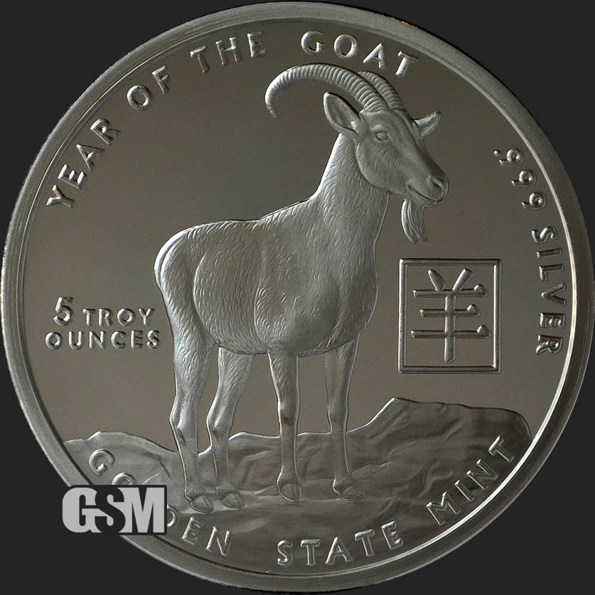 2015 Year of the Ram 1 Ounce oz 999 Fine Silver Round IN CAPSULE 