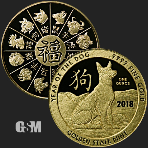 1oz gold year of the dog golden state mint 777