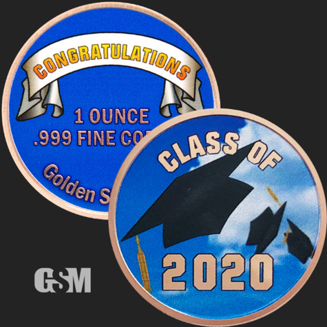 1 oz Copper Colorized Graduation 2020 777