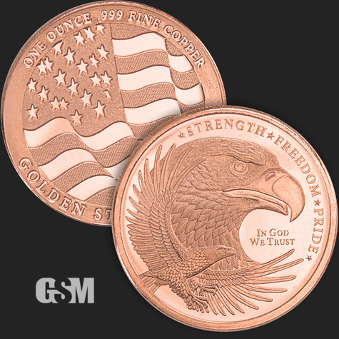 1 oz GSM Copper Eagle Proof Copper Golden State Mint 777