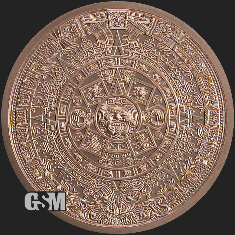 1 oz Aztec Calendar Copper Round .999 Fine