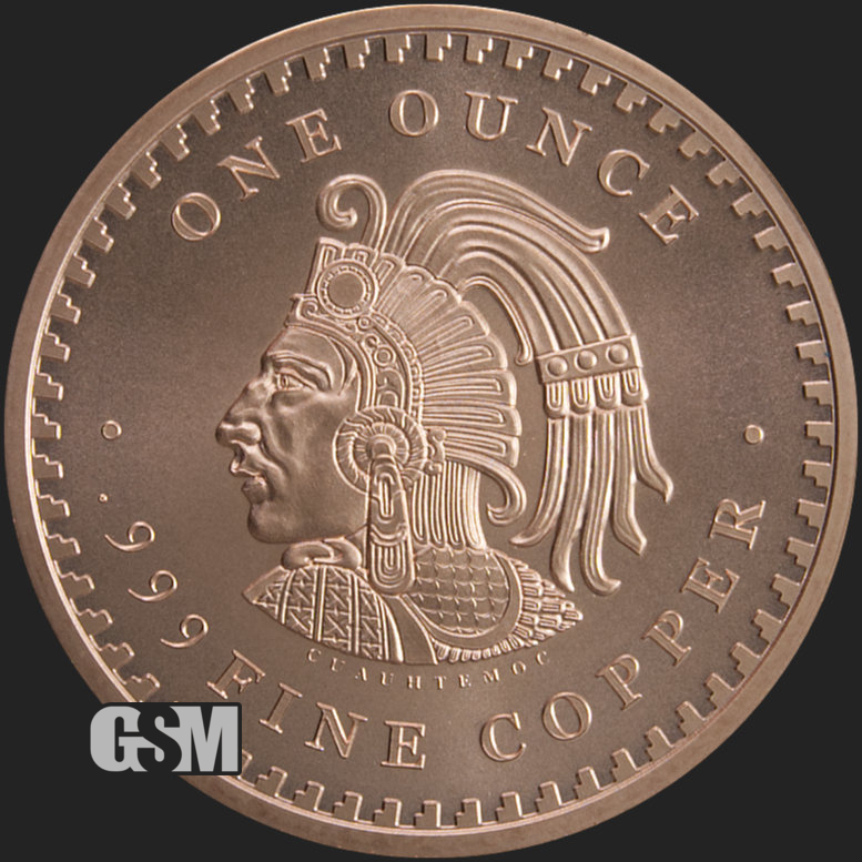 1 oz Aztec Calendar Copper Round .999 Fine