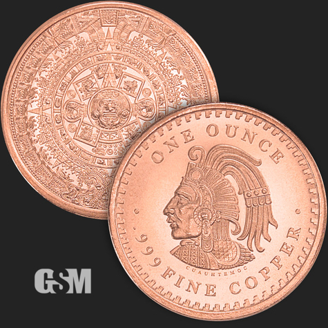 1 oz Aztec Calendar Proof Copper Golden State Mint 777
