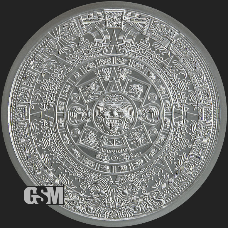 1 oz Aztec Calendar Silver Round .999 Fine