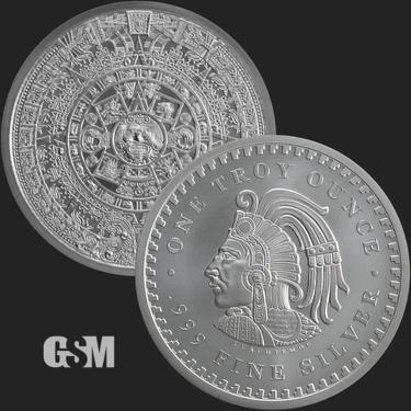 1 oz Silver Round Aztec Warrior Aztec Calendar Cuauhtemoc ENCAPSULATED
