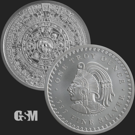 1 oz Aztec Calendar Silver BU GoldenStateMint 777