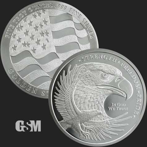 GSM Silver Eagles 5 oz round Golden State Mint 777