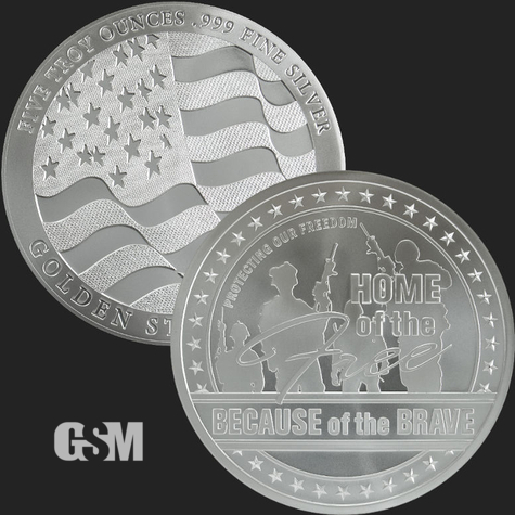 GSM Home of the Free 5 oz round Golden State Mint 777