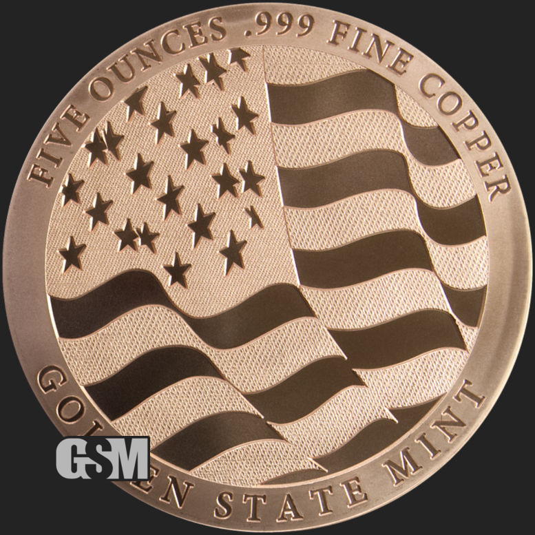USA Flag 5 oz Copper Capsuled BU Round Home Of The Free Because Of The Brave 