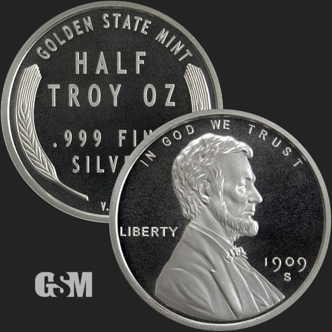 Lincoln Wheat half oz silver Golden State Mint 777