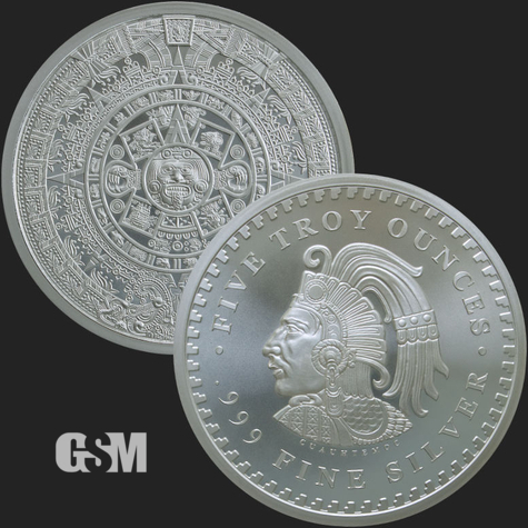 5 oz Silver Aztec Calendar BU Golden State Mint 777 01