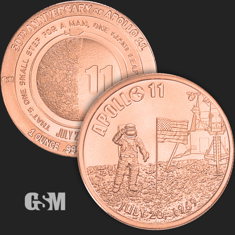 1 oz Apollo 11 50th Anniversary Copper Golden State Mint 777