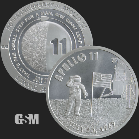 1 oz Apollo 11 Silver BU 50th Anniversary Golden State Mint 777