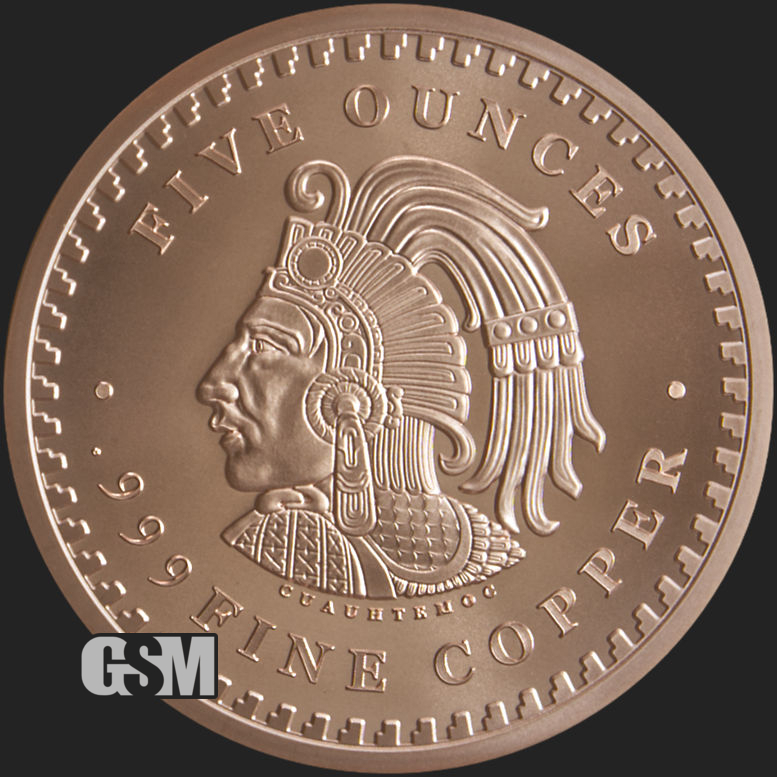 5 oz Aztec Calendar Copper Round .999 Fine