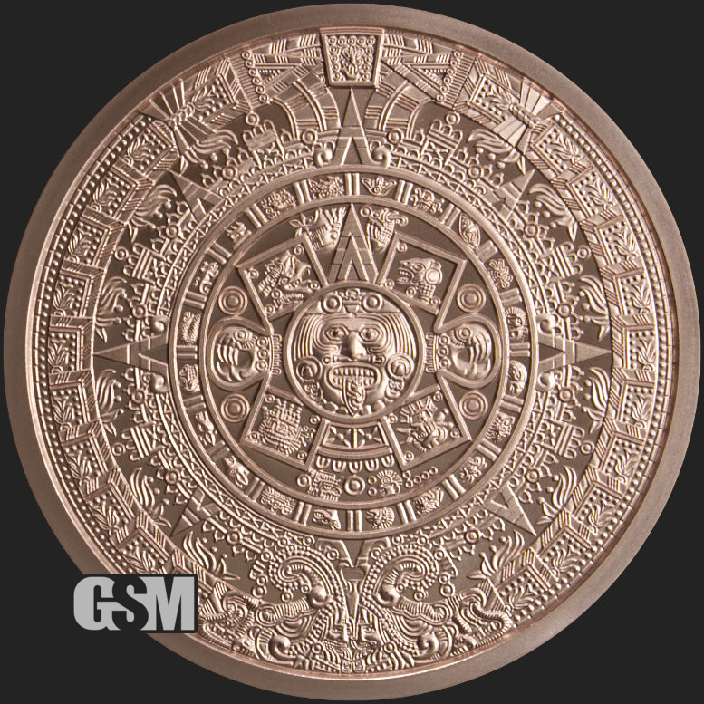 5 oz Aztec Calendar Copper Round .999 Fine