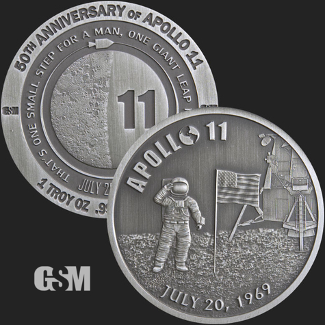 1 oz Apollo 11 antiqued Golden State Mint 777