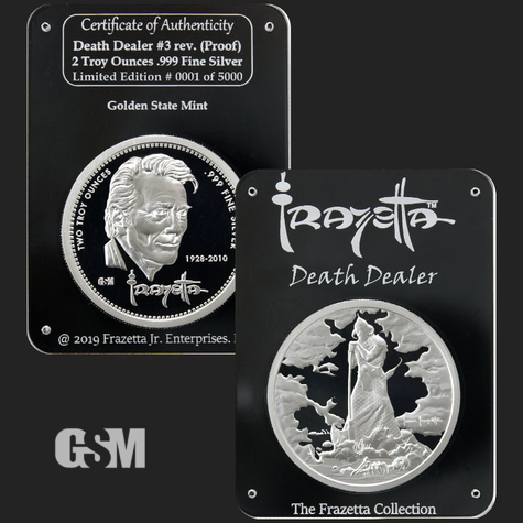 2 oz Frazetta Death Dealer V3 Proof GSM Golden State Mint 777