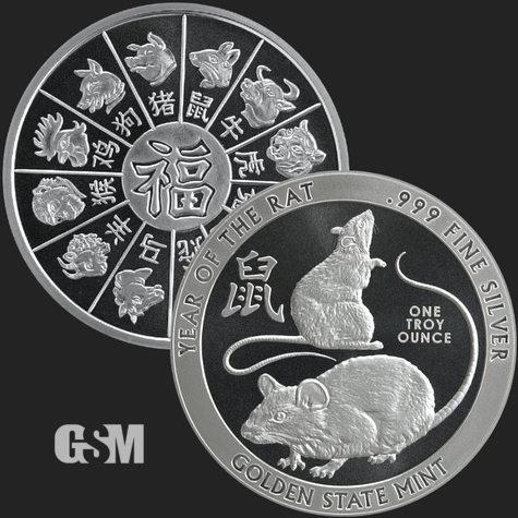 1oz year of the rat silver Golden State Mint 777
