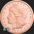 5 oz Morgan copper round .999 fine copper Golden State Mint Obverse