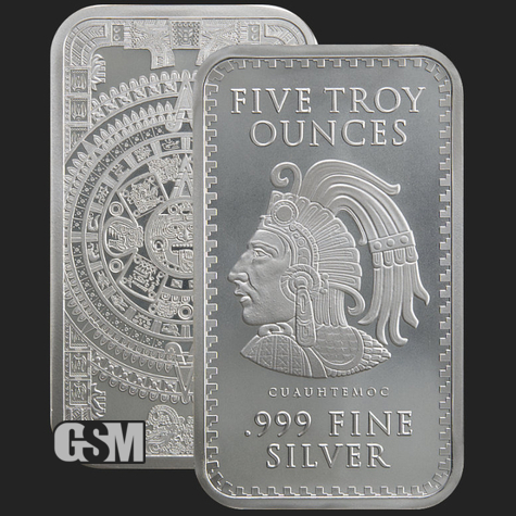 5 oz Aztec Calendar bar Silver Bullion Golden State Mint 777