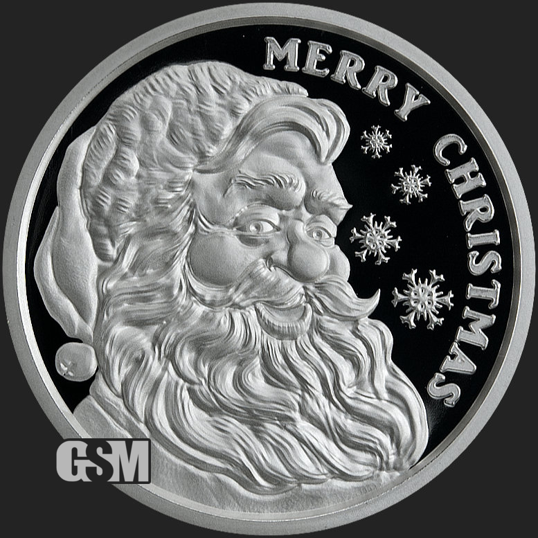 Golden State Mint Silver Round Merry Christmas Santa .999 Fine TEN 1 oz 10