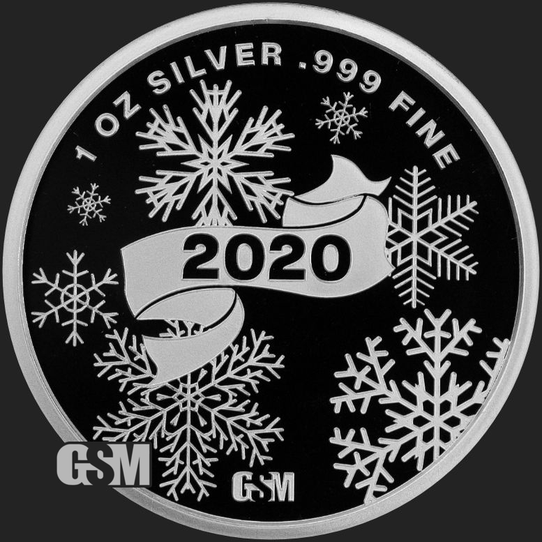5 1 oz FIVE Golden State Mint Silver Round Merry Christmas Santa .999 Fine