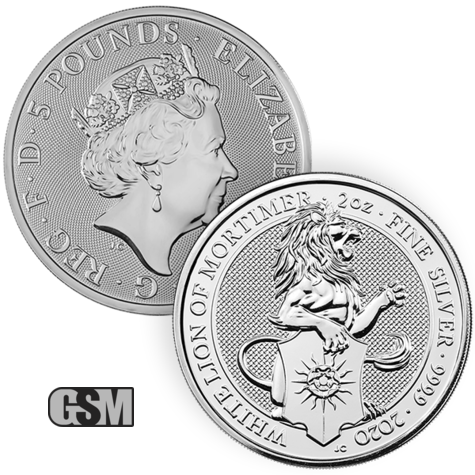 2020 2 oz British Silver Queen's Beast White Lion of Mortimer Coin (BU) Golden State Mint 600x600.png