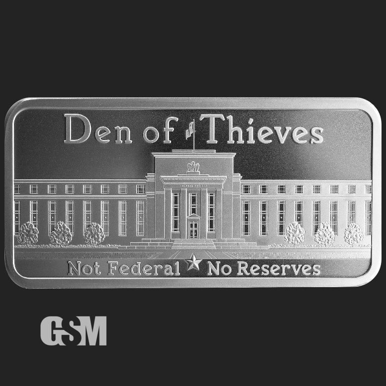 Silver Shield Den of Thieves 1 Oz Fine Silver .999 Art Bar – Silver Slams