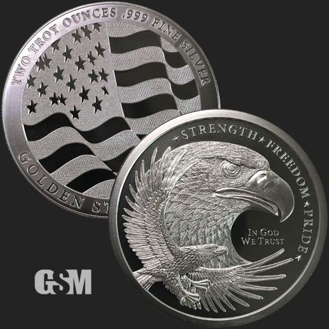 2 oz GSM Silver Eagle Golden State Mint 777