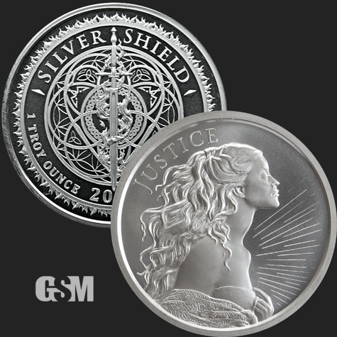 1oz Silver Shield Justice Silver bu Golden State Mint 777