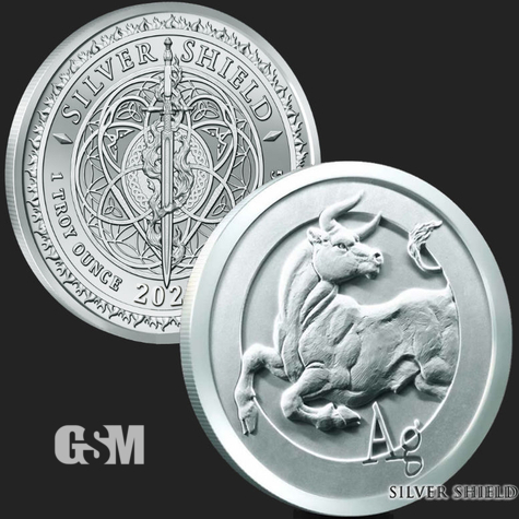 1oz Silver Shield AG Silver bu Golden State Mint Silver 2021 777