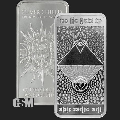 10 oz No Lie Bar Silver Shield Golden State Mint 777