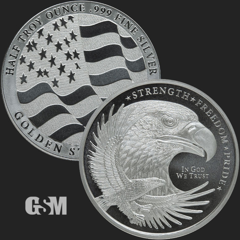 half oz GSM Silver Eagle Golden State Mint 777b