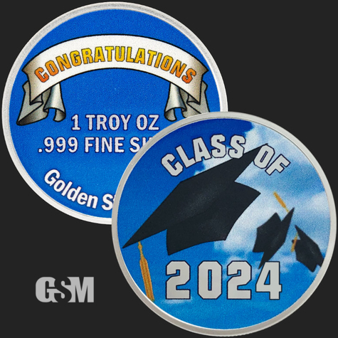 1 oz Silver Colorized Graduation 2024 777