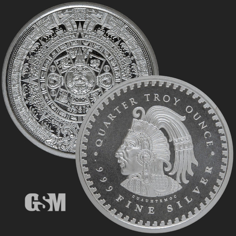 quarter oz Aztec Calendar Fractional Silver Round Golden State Mint 777 2
