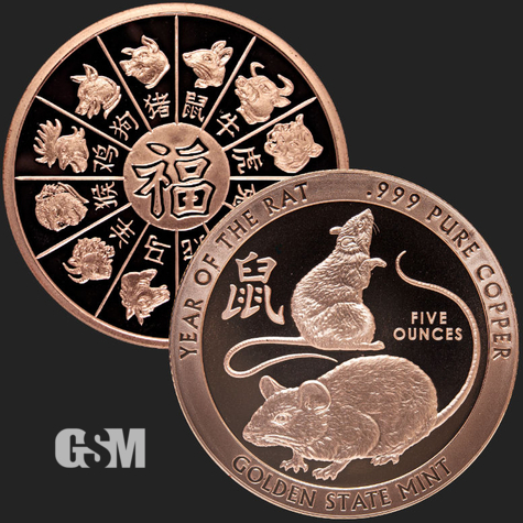 5oz Year of the Rat Golden State Mint 777