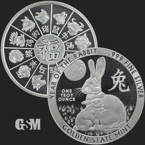 1oz year of the rabbit silver Golden State Mint 777c