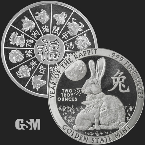 2oz year of the rabbit silver Golden State Mint 777